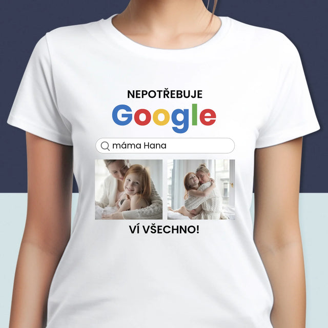 Fotokoláž: Nepotřebuji Google - Damské Tričko