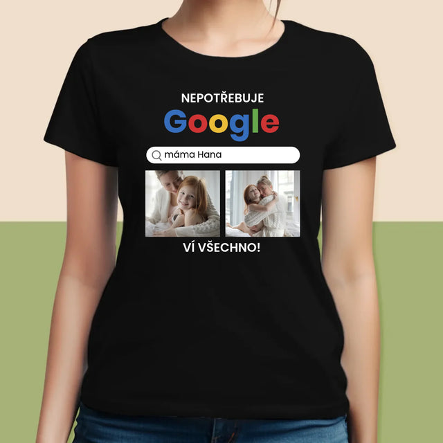 Fotokoláž: Nepotřebuji Google - Damské Tričko