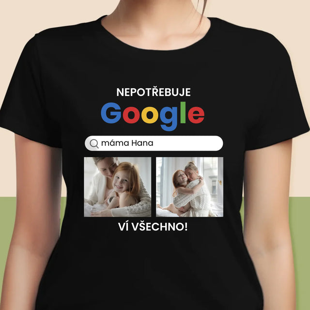 Fotokoláž: Nepotřebuji Google - Damské Tričko