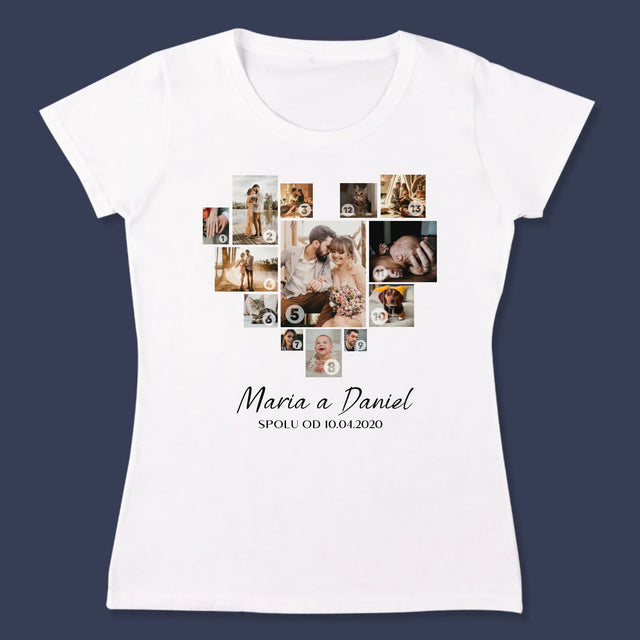 Fotokoláž: Srdce Koláž - Damské Tričko