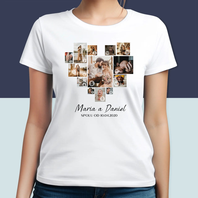 Fotokoláž: Srdce Koláž - Damské Tričko