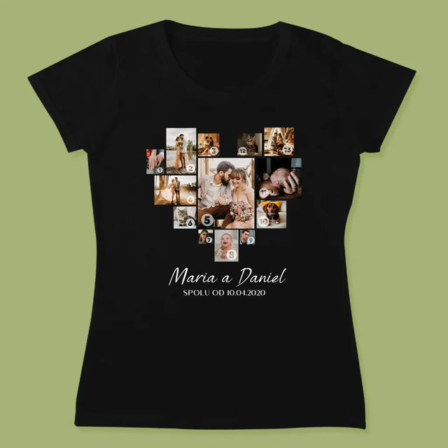 Fotokoláž: Srdce Koláž - Damské Tričko