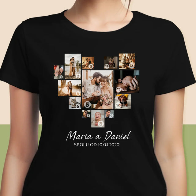 Fotokoláž: Srdce Koláž - Damské Tričko