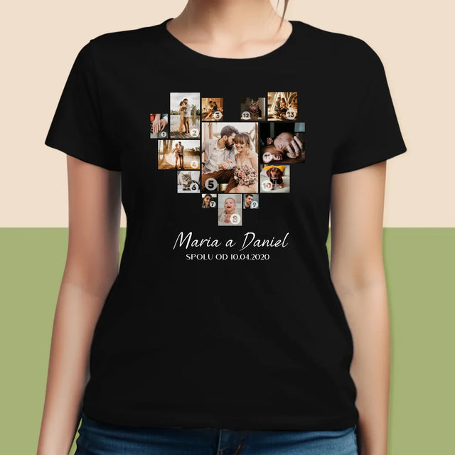 Fotokoláž: Srdce Koláž - Damské Tričko