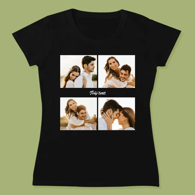 Fotokoláž: 4 Fotky A Nápis - Damské Tričko