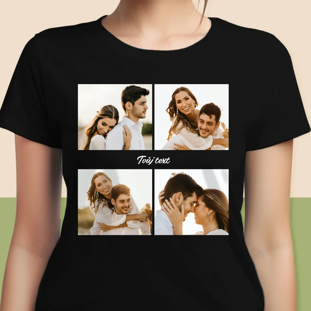 Fotokoláž: 4 Fotky A Nápis - Damské Tričko