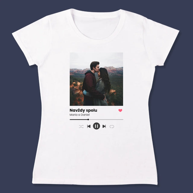 Fotka A Textem: Spotify S Vlastní Fotkou - Damské Tričko