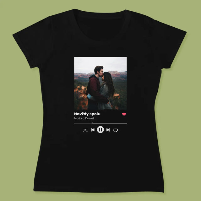 Fotka A Textem: Spotify S Vlastní Fotkou - Damské Tričko