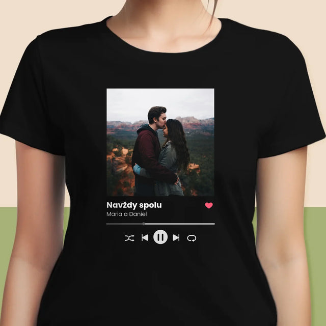 Fotka A Textem: Spotify S Vlastní Fotkou - Damské Tričko