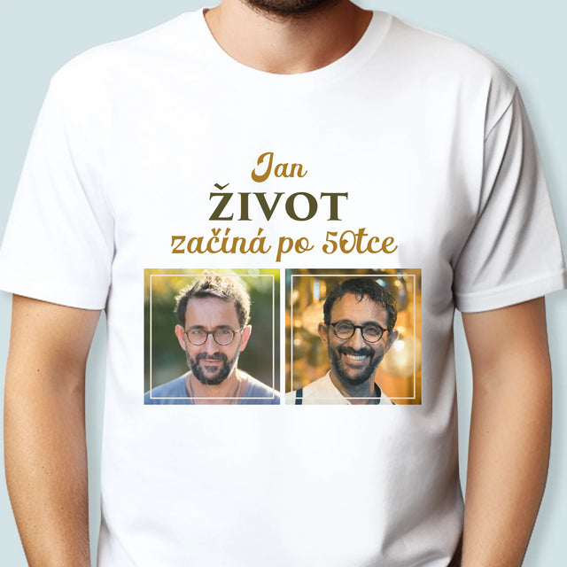 Fotokoláž: Život Začíná Po 50Tce - Pánské Tričko