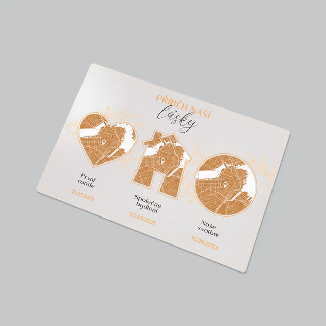 Mapa Města: Příběh Naší Lásky - Mapa Města - Podložka Na Psací Stůl