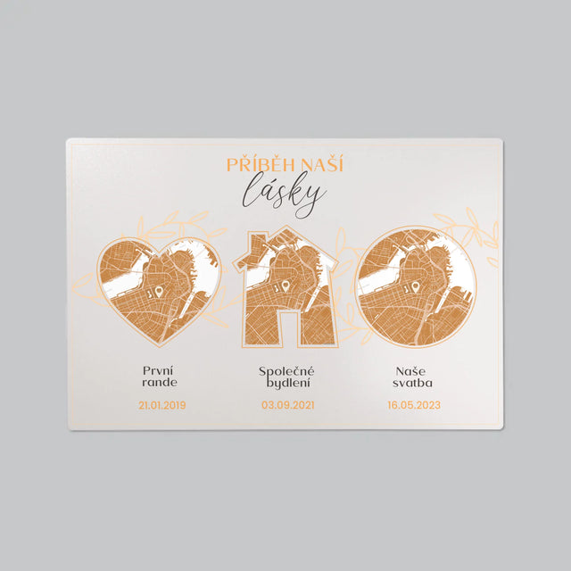 Mapa Města: Příběh Naší Lásky - Mapa Města - Podložka Na Psací Stůl