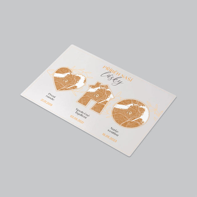 Mapa Města: Příběh Naší Lásky - Mapa Města - Podložka Na Psací Stůl