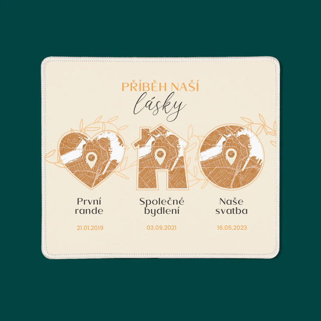 Mapa Města: Příběh Naší Lásky - Mapa Města - Podložka Pod Myš