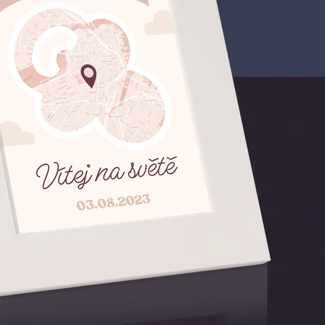 Mapa Města: Mapa Města: Vítej Na Světě - Fotorámeček