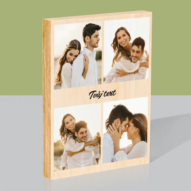 Fotokoláž: 4 Fotky A Nápis - Tisk Na Dřevo