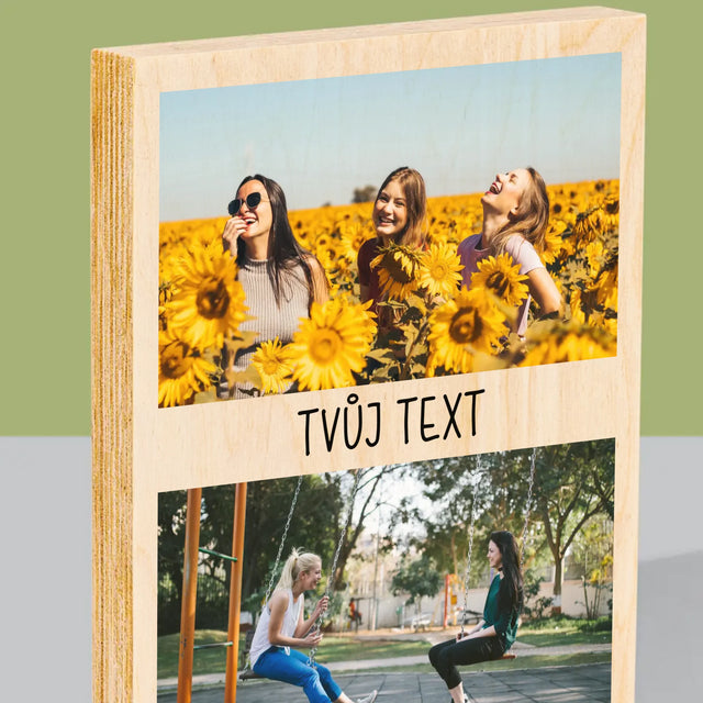 Fotokoláž: 2 Fotky A Nápis - Tisk Na Dřevo
