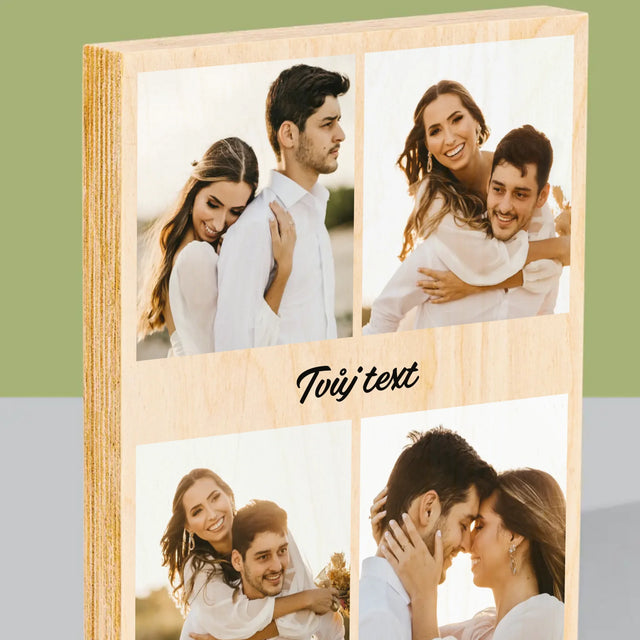 Fotokoláž: 4 Fotky A Nápis - Tisk Na Dřevo