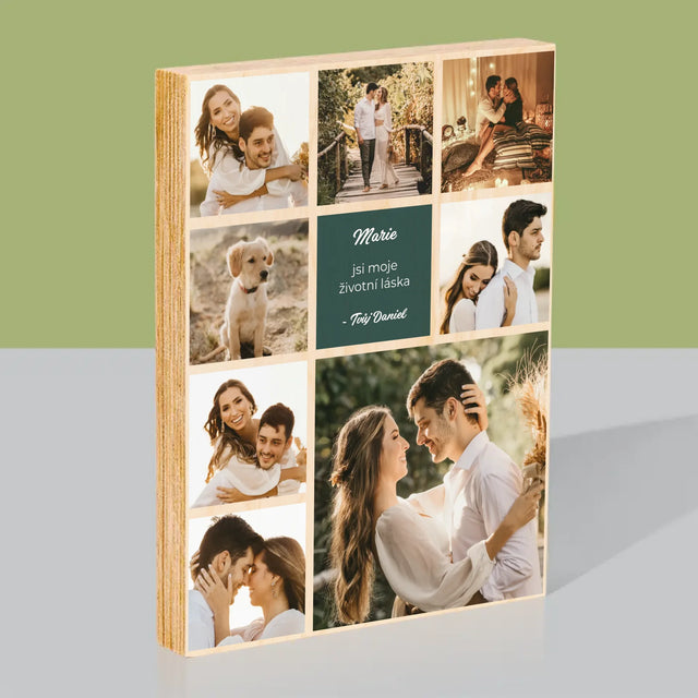 Fotokoláž: Koláž Milostná - Tisk Na Dřevo