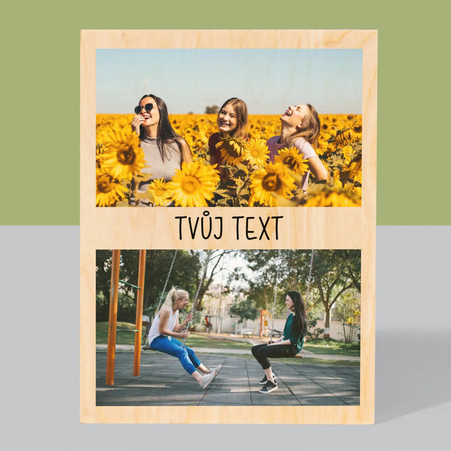 Fotokoláž: 2 Fotky A Nápis - Tisk Na Dřevo