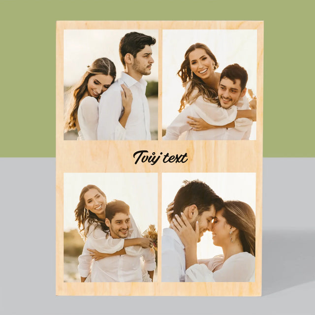 Fotokoláž: 4 Fotky A Nápis - Tisk Na Dřevo