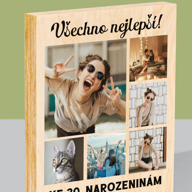 Fotokoláž: Narozeniny - Tisk Na Dřevo