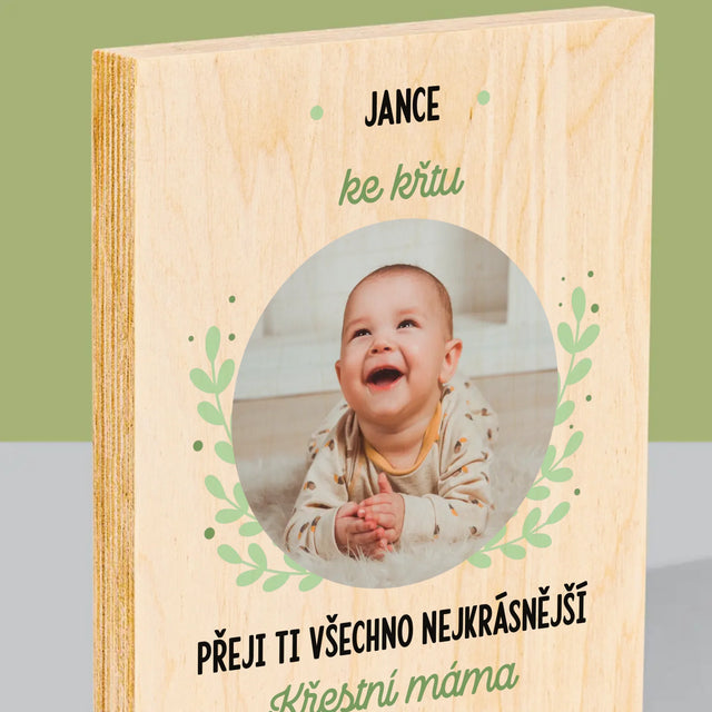 Fotka A Textem: Ke Křtu - Tisk Na Dřevo