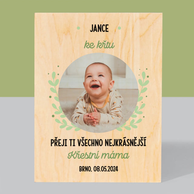 Fotka A Textem: Ke Křtu - Tisk Na Dřevo