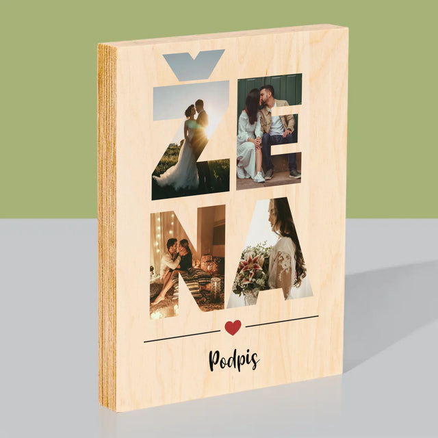 Slovo Z Fotek: Žena Z Vašich Fotek - Tisk Na Dřevo