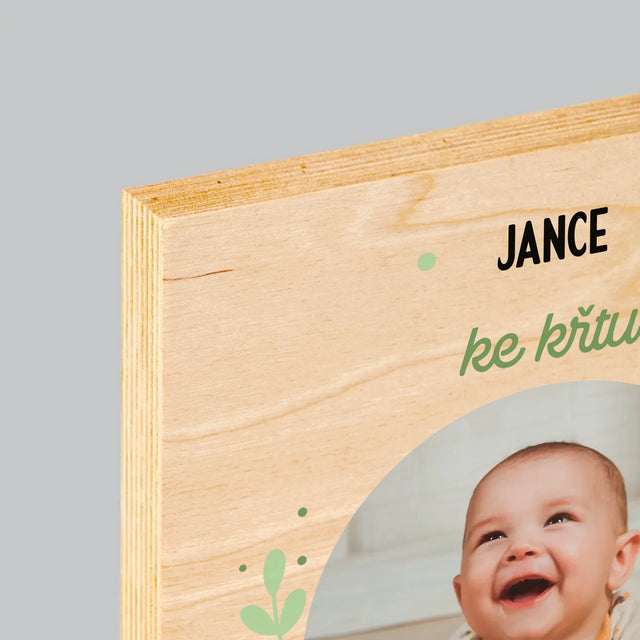 Fotka A Textem: Ke Křtu - Tisk Na Dřevo