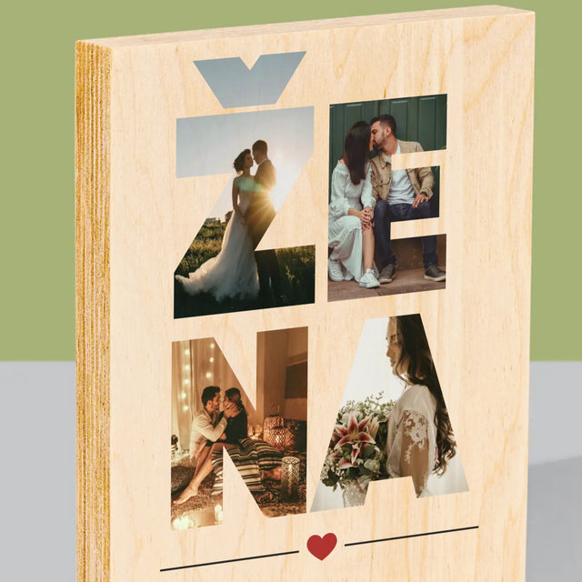 Slovo Z Fotek: Žena Z Vašich Fotek - Tisk Na Dřevo