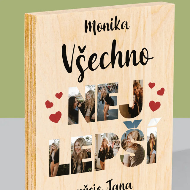 Slovo Z Fotek: Všechno Nejlepší - Tisk Na Dřevo
