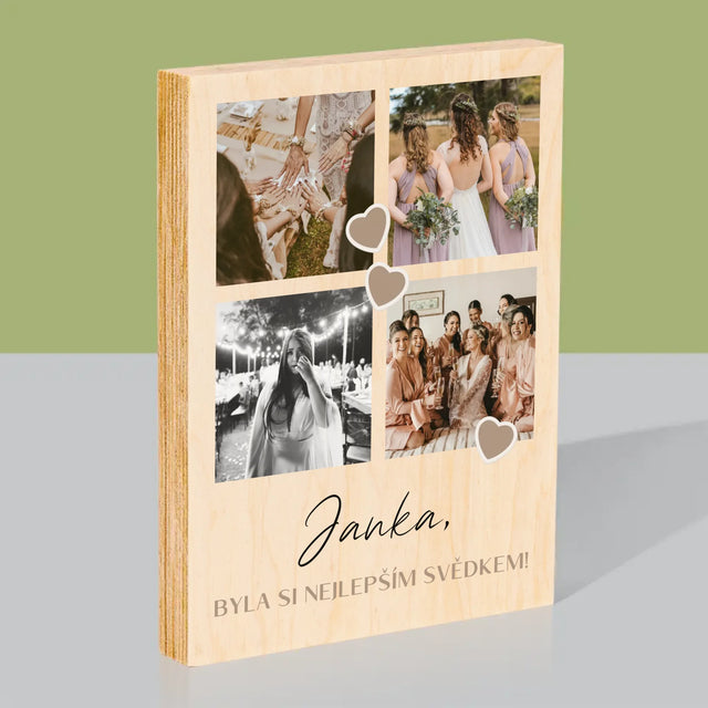 Fotokoláž: Děkovná Koláž Pro Svědka - Tisk Na Dřevo