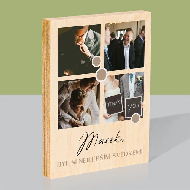 Fotokoláž: Děkovná Koláž Pro Svědka - Tisk Na Dřevo