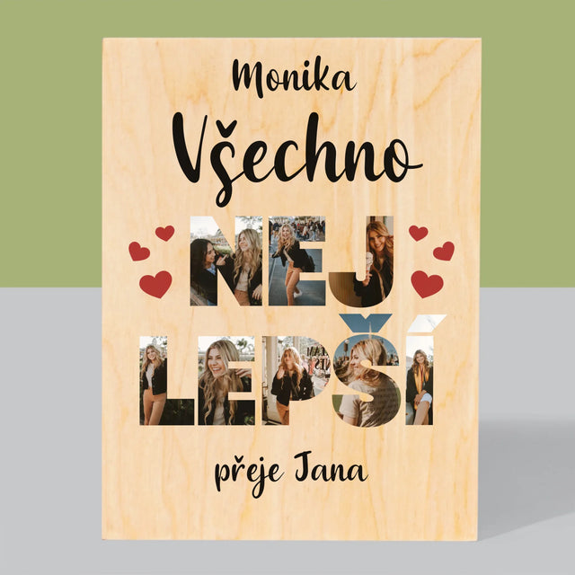 Slovo Z Fotek: Všechno Nejlepší - Tisk Na Dřevo
