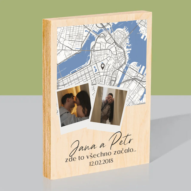 Mapa Města: Kde To Začalo - Mapa Města - Tisk Na Dřevo