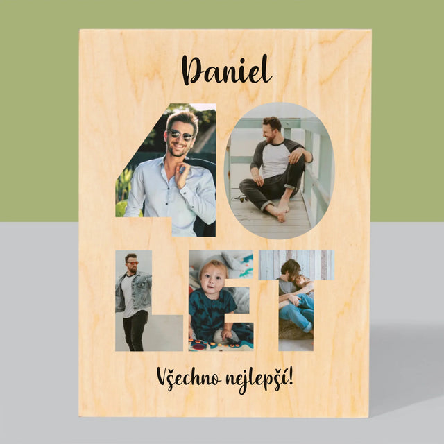 Slovo Z Fotek: 40 Let Z Tvých Fotek - Tisk Na Dřevo