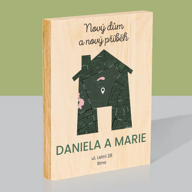 Mapa Města: Mapa Města: Nový Dům - Tisk Na Dřevo