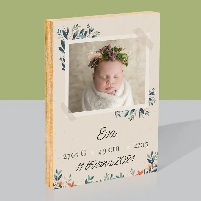 Údaje O Narození Ditěte: Údaje O Narození Květiny - Tisk Na Dřevo