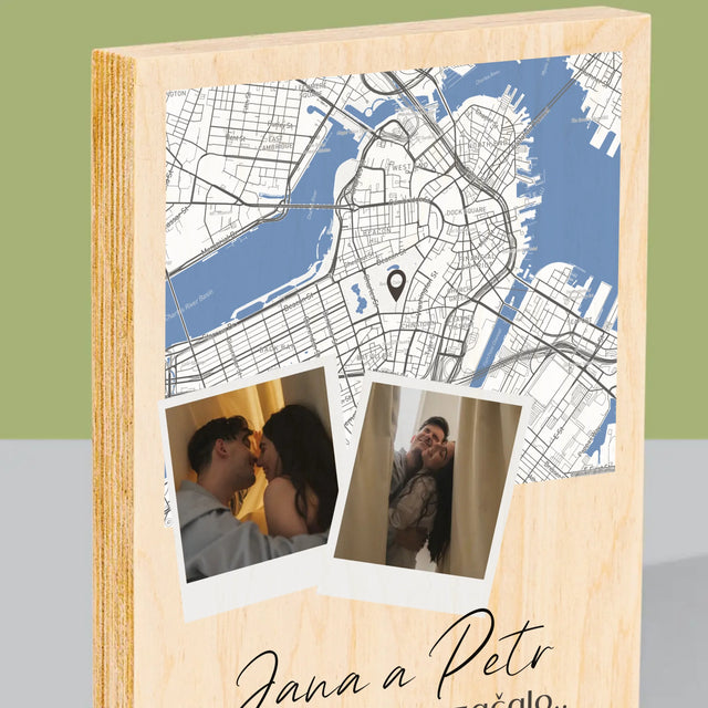 Mapa Města: Kde To Začalo - Mapa Města - Tisk Na Dřevo