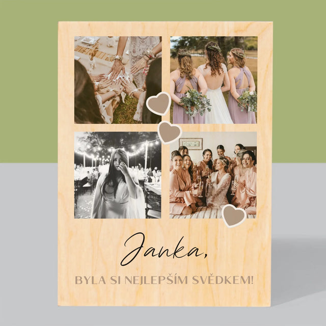 Fotokoláž: Děkovná Koláž Pro Svědka - Tisk Na Dřevo