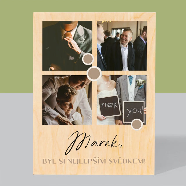 Fotokoláž: Děkovná Koláž Pro Svědka - Tisk Na Dřevo