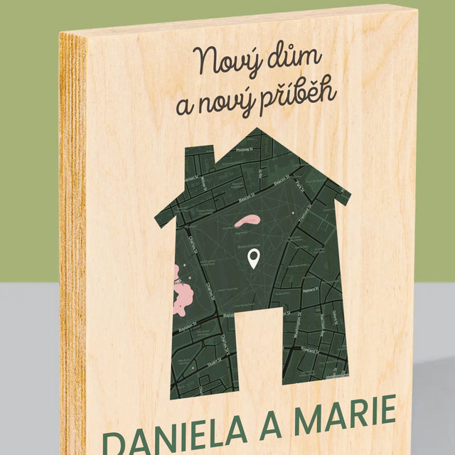 Mapa Města: Mapa Města: Nový Dům - Tisk Na Dřevo