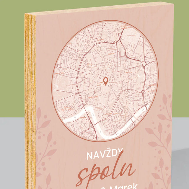 Mapa Města: Navždy Spolu - Mapa Města - Tisk Na Dřevo
