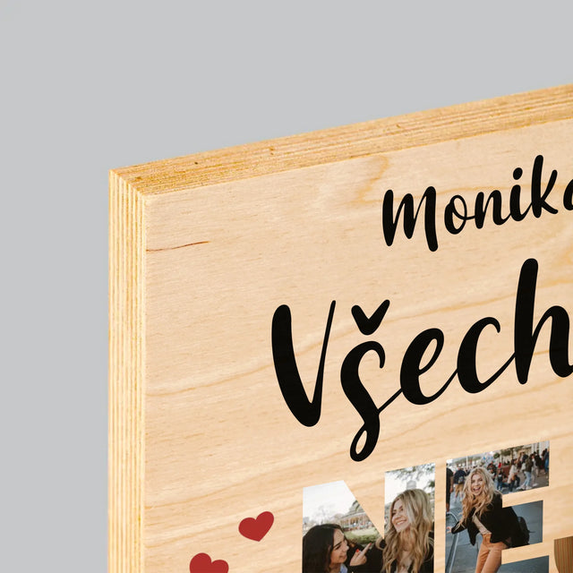 Slovo Z Fotek: Všechno Nejlepší - Tisk Na Dřevo
