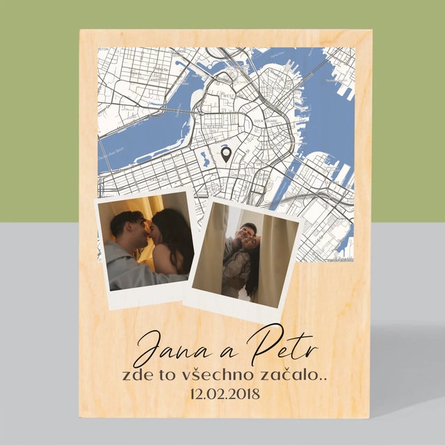 Mapa Města: Kde To Začalo - Mapa Města - Tisk Na Dřevo