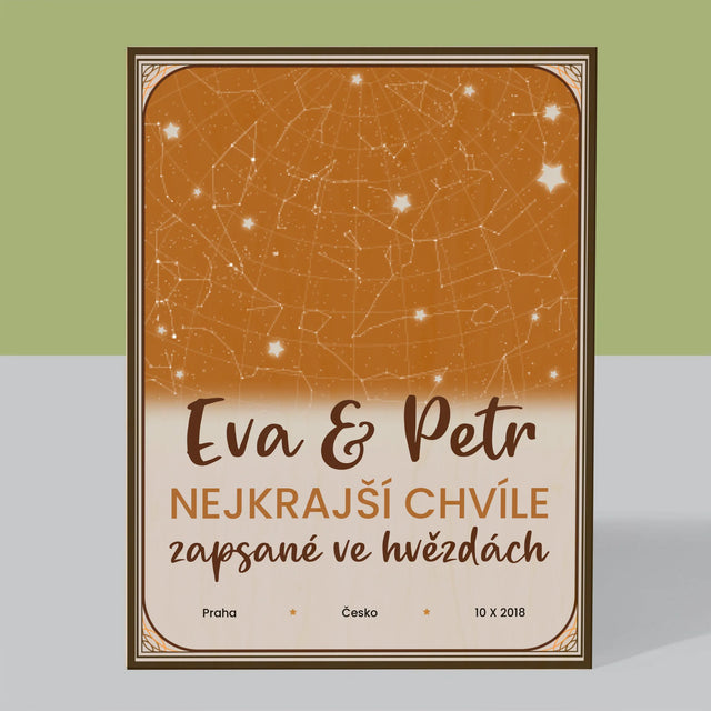 Hvězdná Mapa: Hvězdná Mapa: Nejkrásnější Chvíle - Tisk Na Dřevo
