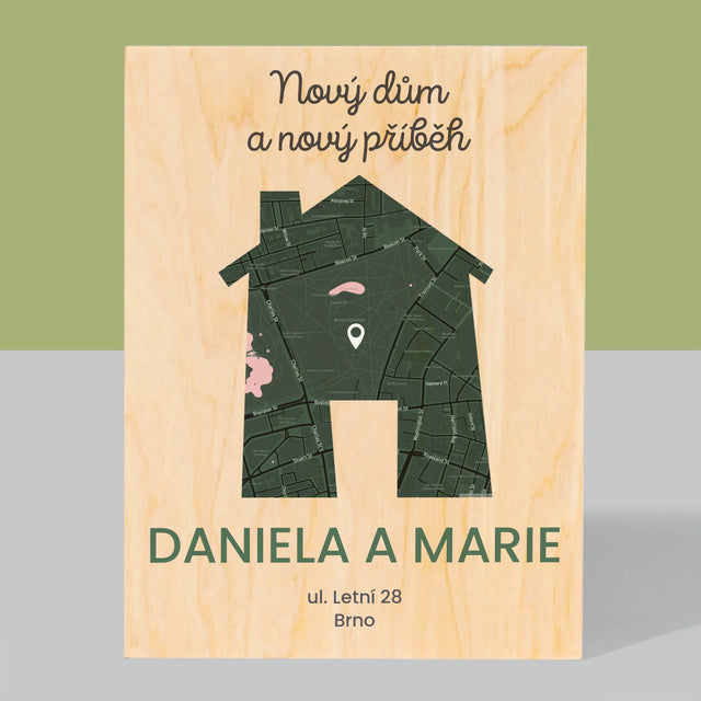 Mapa Města: Mapa Města: Nový Dům - Tisk Na Dřevo