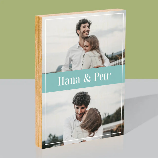 Fotokoláž: Pár Jména - Tisk Na Dřevo