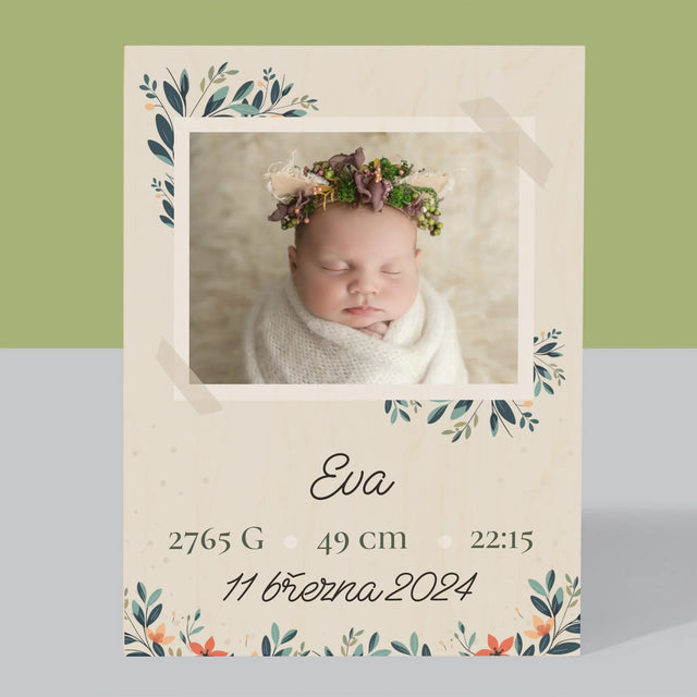 Údaje O Narození Ditěte: Údaje O Narození Květiny - Tisk Na Dřevo